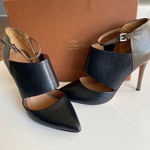 COACH Black and Green Heels